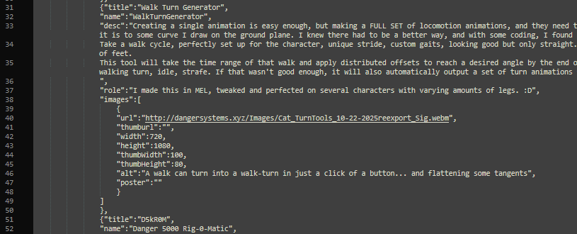 Site data is stored in a JSON.